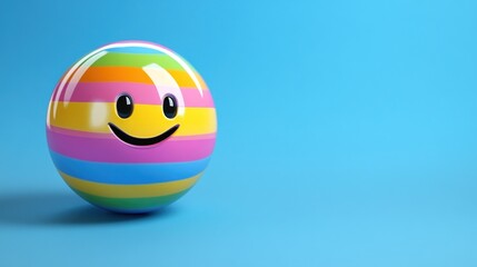 Colorful Smiley Ball on a Blue Background