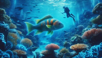 Underwater World A hologram of a fish swimming through the coral