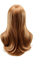 Naklejka premium Natural brown hair with soft waves, isolated on a transparent background, perfect for beauty and hair care projects