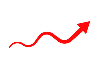 A red zigzag arrow moves upwards, symbolizing growth or increase in data trends.