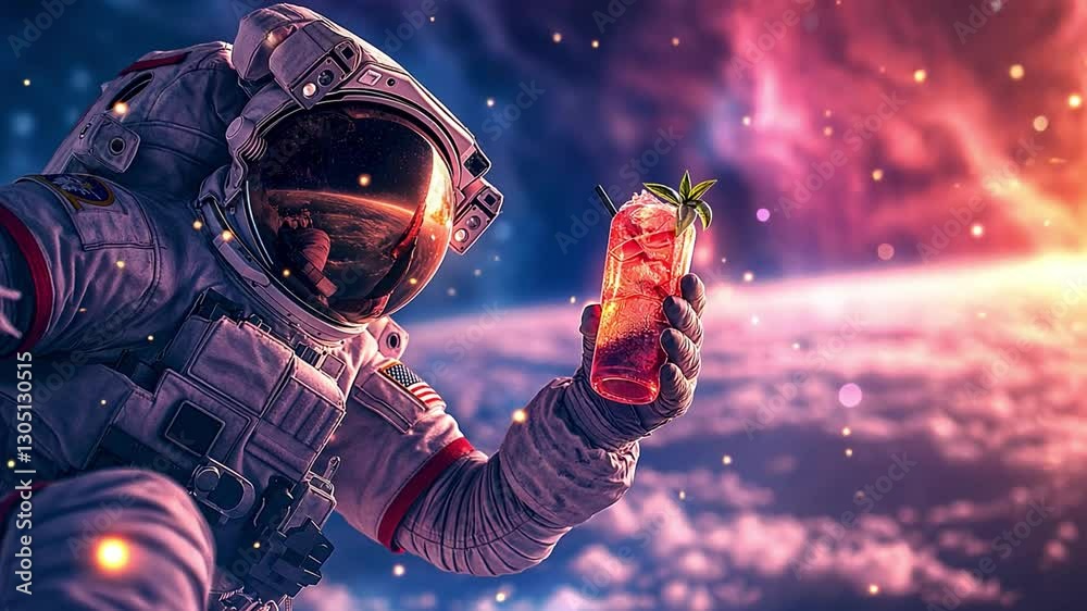 Poster This Enjoy a refreshing drink while floating in zero gravity above Earth during space tourism.