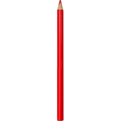 A red colored pencil standing upright, used for drawing and coloring.