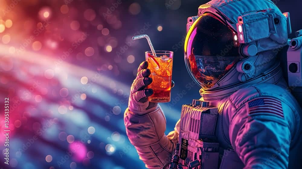 Aufkleber This Enjoying a refreshing drink in zero gravity while floating in space above Earth.