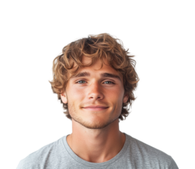 Smiling guy posing with cheerful expression isolated on transparent background png