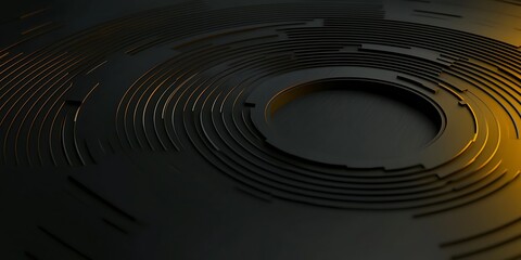 Abstract design featuring concentric circular patterns with a gradient of dark and light tones