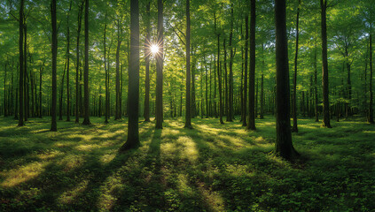 Obraz premium a panoramic view of the forest floor,