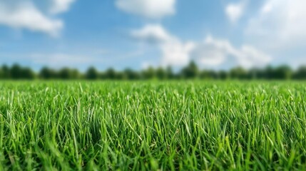 Obraz premium Carbon Ecosystem Services Concept, Vibrant Grassland Ecosystem Capturing Atmospheric Carbon in a Blue Sky Landscape