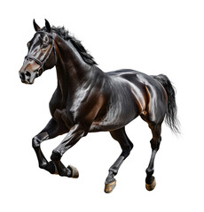 Naklejka premium Galloping black horse in open field isolated on transparent background png