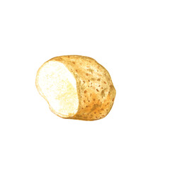 A simple illustration of a cut potato showcasing its texture and color.