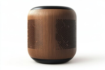 Modern Wooden Smart Speaker with Perforated Design High Fidelity Audio Home Decor