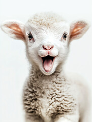 Fototapeta premium cute lamb, AI generated image