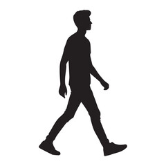 vector silhouette of a person's standing, walking and running poses