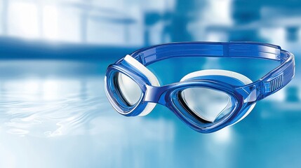 Blue and White Swimming Goggles near Pool Water