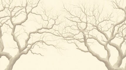 Fototapeta premium Bare Branches Reaching Across Pale Sky. (2)