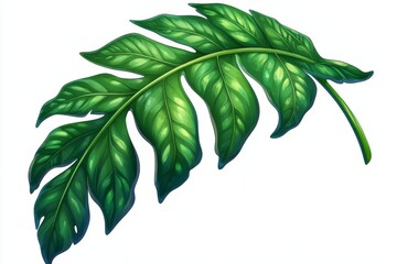 Lush Green Tropical Leaf Vibrant Exotic Foliage Detailed Illustration Perfect for Design Projects