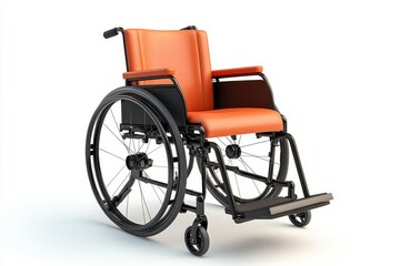 Fototapeta premium Modern Orange Wheelchair for Disability Mobility Healthcare Equipment
