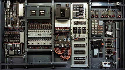 Industrial Electrical Panel: A Detailed View of Complex Wiring and Components