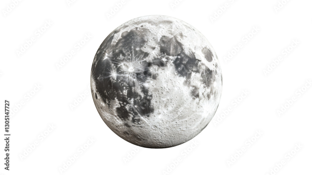 Aufkleber Photorealistic 3D rendering of the full Moon rotating slowly against a transparent background, ideal for space-themed projects