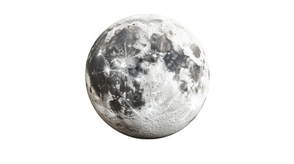 Obraz premium Photorealistic 3D rendering of the full Moon rotating slowly against a transparent background, ideal for space-themed projects