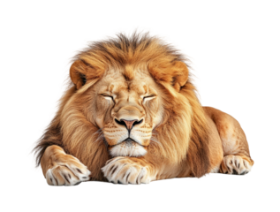 Lion resting on wildlife view serene concept isolated on transparent background png