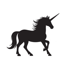 Black Silhouette of a Galloping Horse on White Background