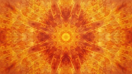 A warm, radial orange burst pattern with gradient hues blending outward.
