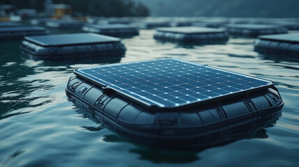 Engineers full team designing AI-driven floating solar farms, refining real-time energy efficiency, optimizing large-scale renewable power generation