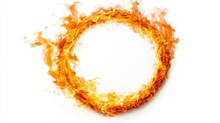 Fiery Circle Frame on White Background