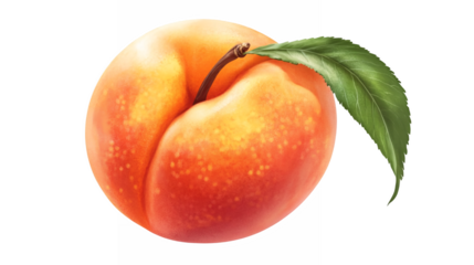 A juicy peach with a velvety skin and a deep orange hue isolated on a transparent background