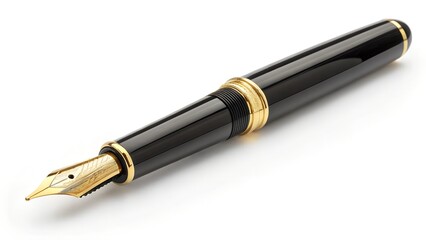 Black Fountain Pen on White Background