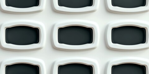 Abstract pattern of white frames on a dark background, creating a modern design aesthetic