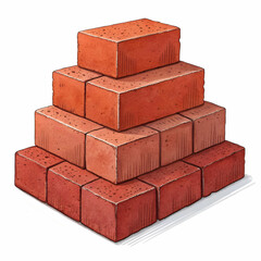 Stack of bricks on a transparent background.