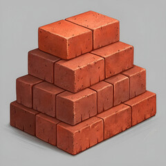 Stack of bricks on a transparent background.