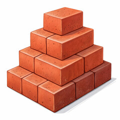 Stack of bricks on a transparent background.