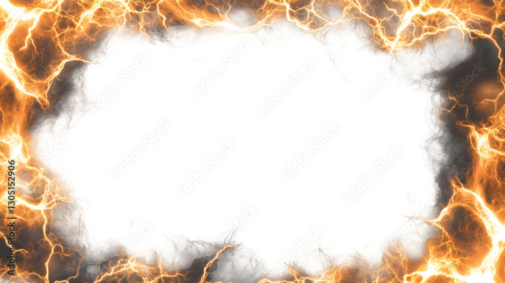 Aufkleber Electric lightning frame border with transparent background, perfect for graphic design projects