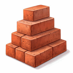 Stack of bricks on a transparent background.
