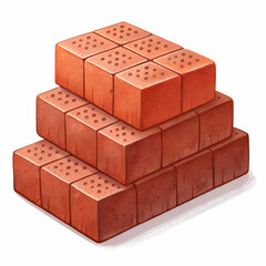 Stack of bricks on a transparent background.