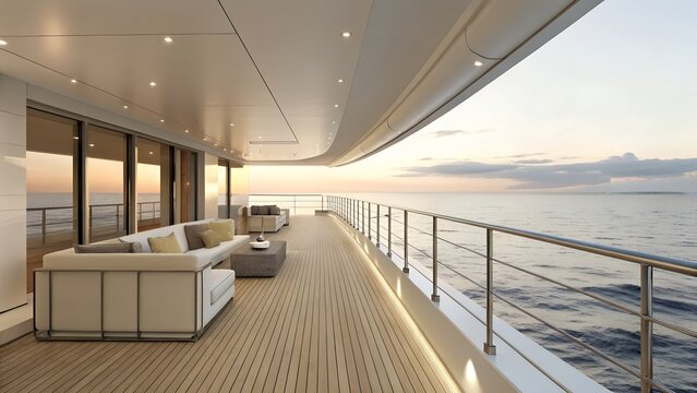 Luxury Yacht Deck Sunset View