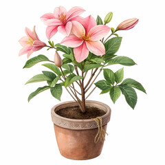 Flower in a pot with a transparent background.
