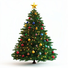 Fototapeta premium A Festive Christmas Tree Decorated with Colorful Ornaments