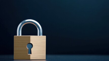 Fototapeta premium protect prevention policy concept. A wooden padlock on a dark surface symbolizing security and protection.