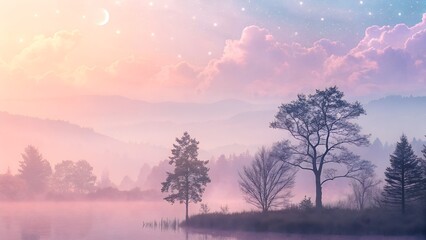 Fototapeta premium Misty Dawn Landscape