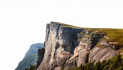 rocky cliff isolated on white background edge of the mountain