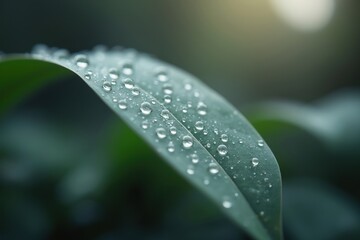 A Close up of a Green Leaf With Water Droplets on It - Generative AI