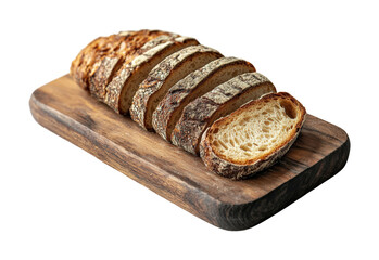 Rustic vibes fresh bread on wooden board isolated on transparent background png