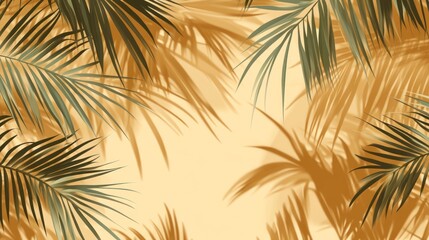 Obraz premium Tropical Palm Leaves Shadows Beige Background