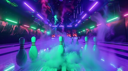 Neon Bowling Alley: A Futuristic Retro Game