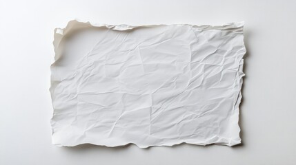 Obraz premium Wrinkled White Paper Sheet on White Background