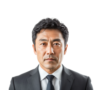 Success in urban asian business portraits isolated on transparent background png