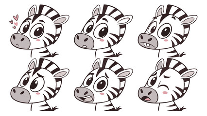 Obraz premium Cartoon Zebra Expressions Set for Kids Fun Art